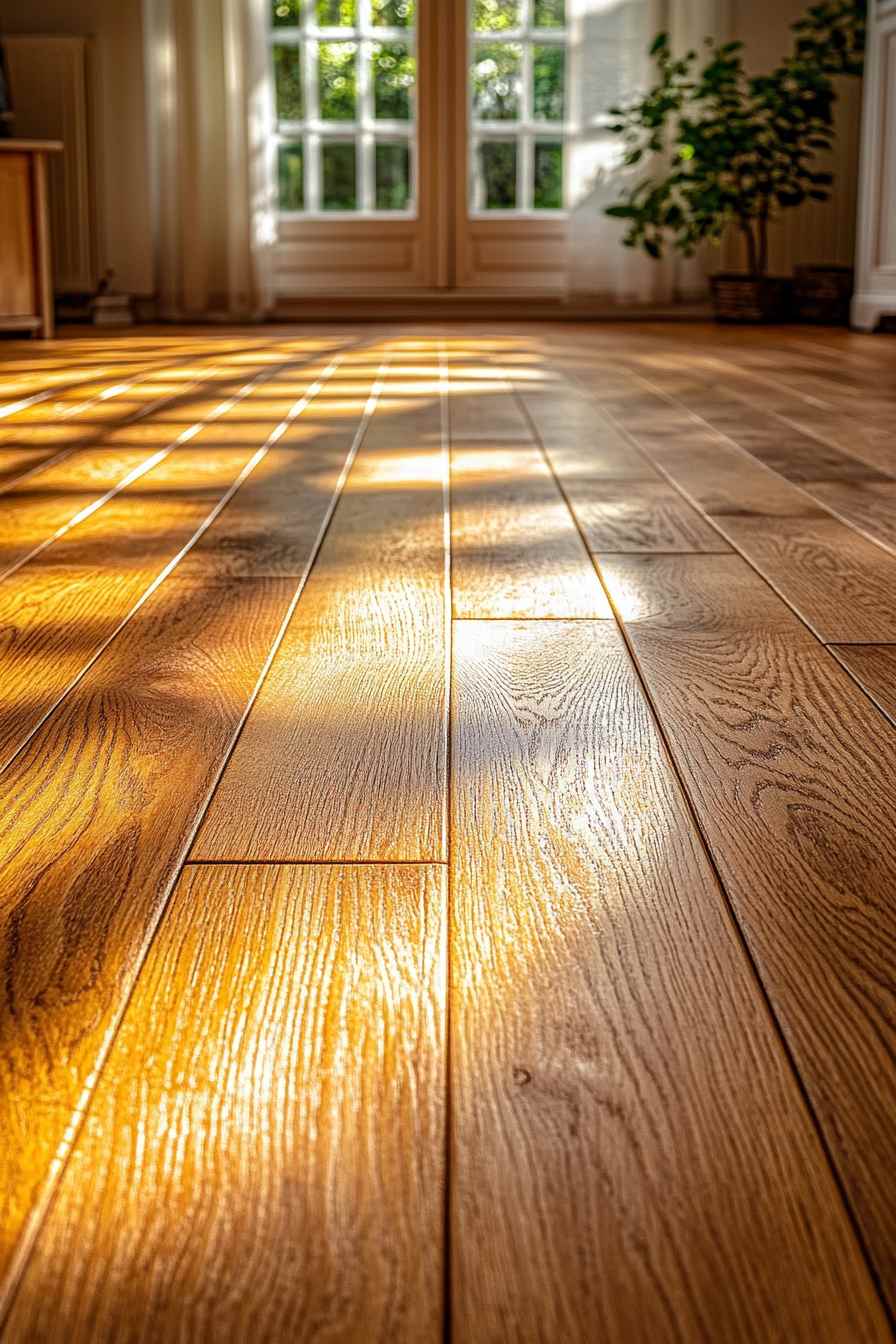 Glossy Floor with Sunbeam Reflections