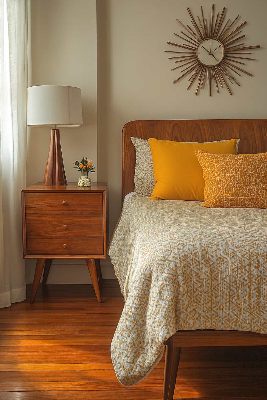 Mid-Century Modern Bedroom with Teak Flooring