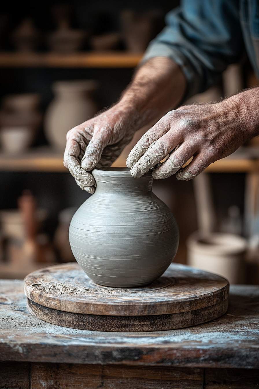 Pinching a Clay Vase – In Progress